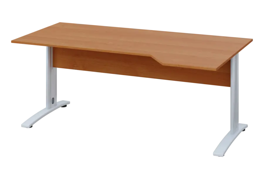 EZK 18 - 184 stůl kancelářský, rohový, pravý, kovová podnož bílá, deska 18 mm, široký 1800 mm, olše jantar